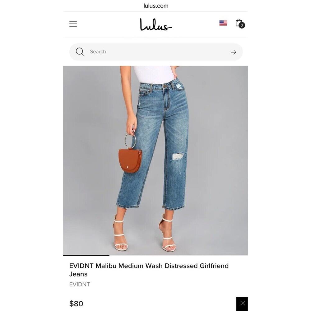 EVIDNT Los Angeles Malibu Medium wash distressed Girlfriend Jeans LULUS MSRP $80 - Picture 12 of 15